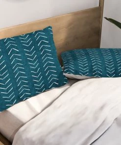 DYD MUD CLOTH BIG ARROWS IN TEAL PILLOW SHAMS