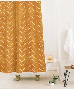 DYD BATH MUD CLOTH BIG ARROWS IN YELLOW SHOWER CURTAIN