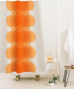 DYD ECHOES CREAMSICLE SHOWER CURTAIN
