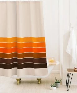 DYD GOLDEN SPRING STRIPES SHOWER CURTAIN