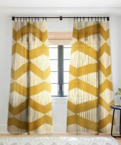 DYD ACOUSTIC WAVE MUSTARD WINDOW CURTAINS WALL DECOR