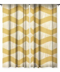 DYD ACOUSTIC WAVE MUSTARD WINDOW CURTAINS WALL DECOR