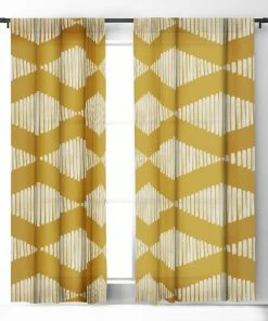 DYD ACOUSTIC WAVE MUSTARD WINDOW CURTAINS WALL DECOR