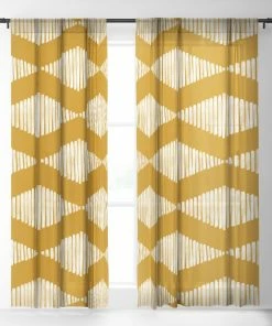 DYD ACOUSTIC WAVE MUSTARD WINDOW CURTAINS WALL DECOR