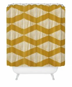 DYD ACOUSTIC WAVE MUSTARD SHOWER CURTAIN