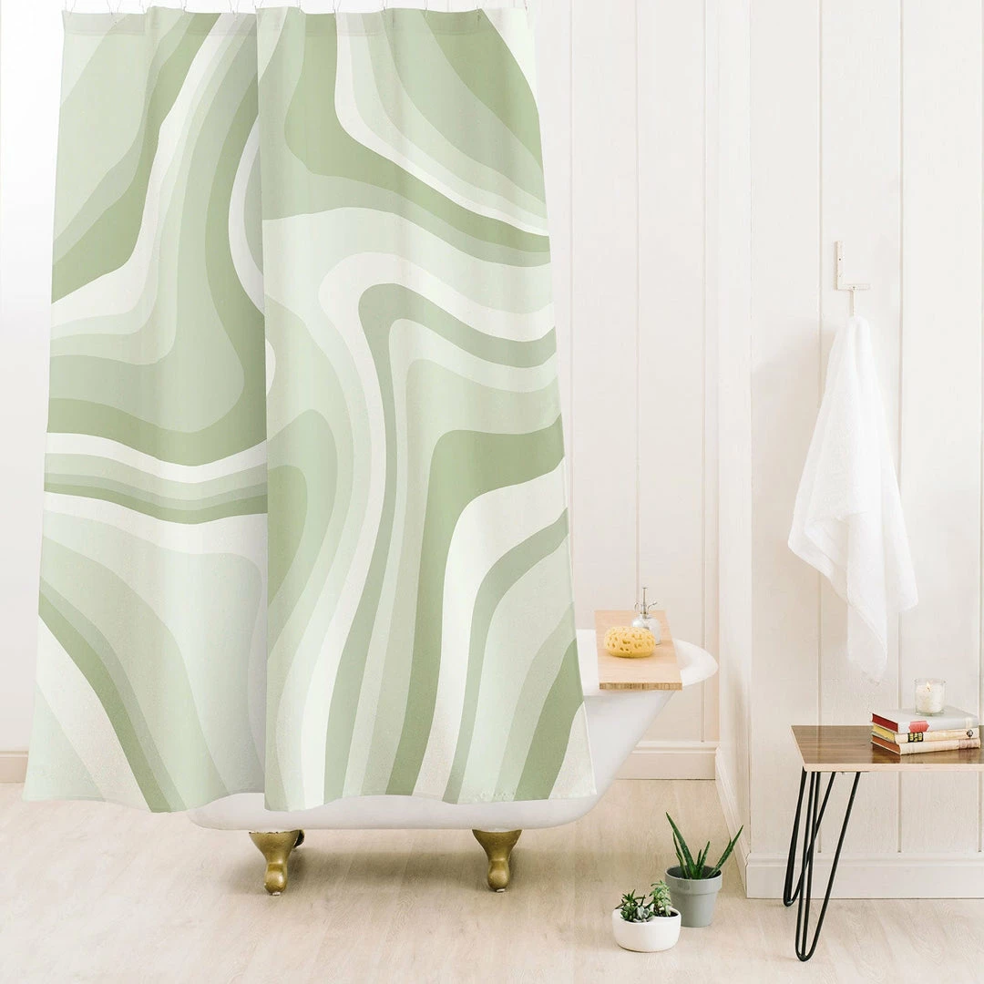 DYD BATH ABSTRACT WAVY STRIPES LXXVIII SHOWER CURTAIN 4 DYD BATH ABSTRACT WAVY STRIPES LXXVIII SHOWER CURTAIN
