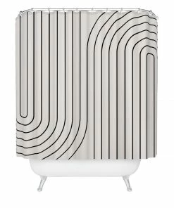 DYD MINIMAL LINE CURVATURE BLACK AND WHITE SHOWER CURTAIN