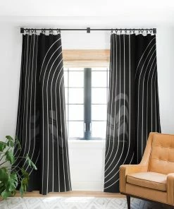 DYD MINIMAL LINE CURVATURE BLACK WINDOW CURTAINS WALL DECOR