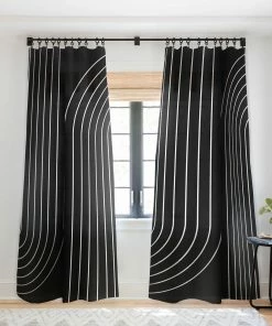 DYD MINIMAL LINE CURVATURE BLACK WINDOW CURTAINS WALL DECOR