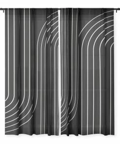 DYD MINIMAL LINE CURVATURE BLACK WINDOW CURTAINS WALL DECOR