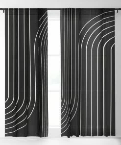 DYD MINIMAL LINE CURVATURE BLACK WINDOW CURTAINS WALL DECOR