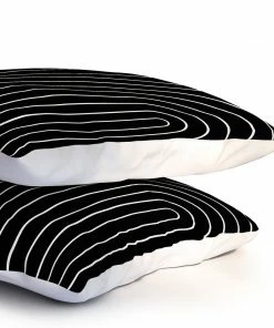 DYD MINIMAL LINE CURVATURE BLACK PILLOW SHAMS