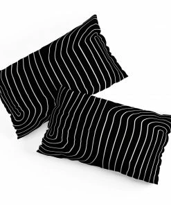 DYD MINIMAL LINE CURVATURE BLACK PILLOW SHAMS