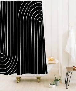 DYD MINIMAL LINE CURVATURE BLACK SHOWER CURTAIN BATH