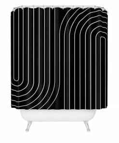 DYD MINIMAL LINE CURVATURE BLACK SHOWER CURTAIN BATH