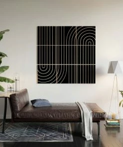 DYD Minimal Line Curvature Black Wood Wall Mural