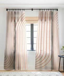 DYD MINIMAL LINE CURVATURE CORAL 2 WINDOW CURTAINS WALL DECOR