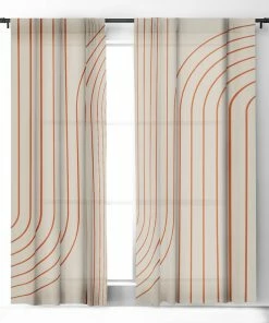 DYD MINIMAL LINE CURVATURE CORAL 2 WINDOW CURTAINS WALL DECOR