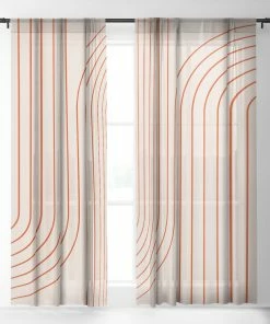 DYD MINIMAL LINE CURVATURE CORAL 2 WINDOW CURTAINS WALL DECOR