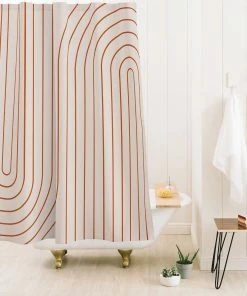 DYD MINIMAL LINE CURVATURE CORAL 2 SHOWER CURTAIN BATH