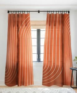 DYD WALL DECOR MINIMAL LINE CURVATURE CORAL WINDOW CURTAINS