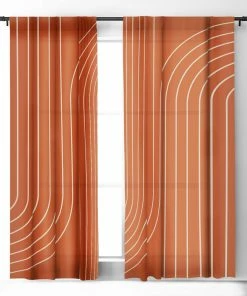 DYD WALL DECOR MINIMAL LINE CURVATURE CORAL WINDOW CURTAINS
