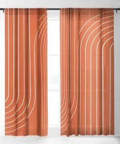 DYD WALL DECOR MINIMAL LINE CURVATURE CORAL WINDOW CURTAINS