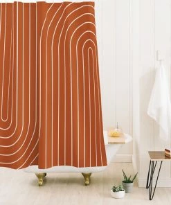DYD MINIMAL LINE CURVATURE CORAL SHOWER CURTAIN BATH