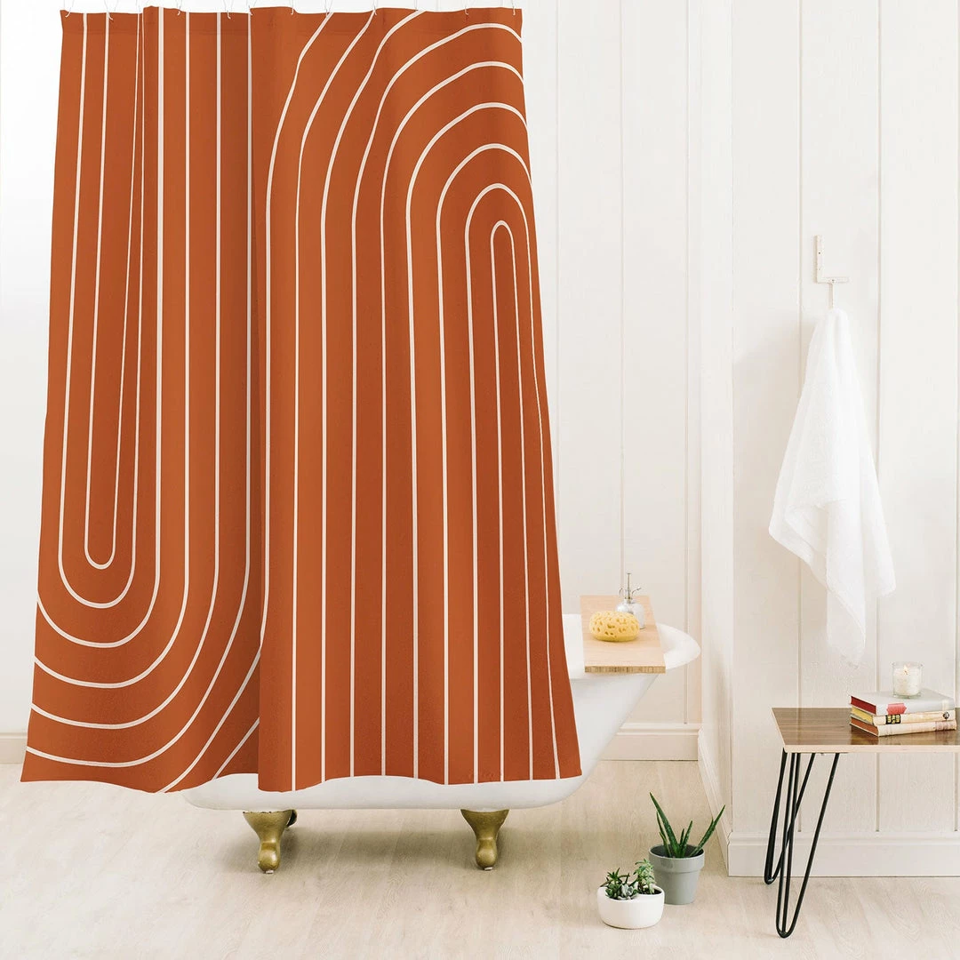 DYD MINIMAL LINE CURVATURE CORAL SHOWER CURTAIN BATH 4 DYD MINIMAL LINE CURVATURE CORAL SHOWER CURTAIN BATH