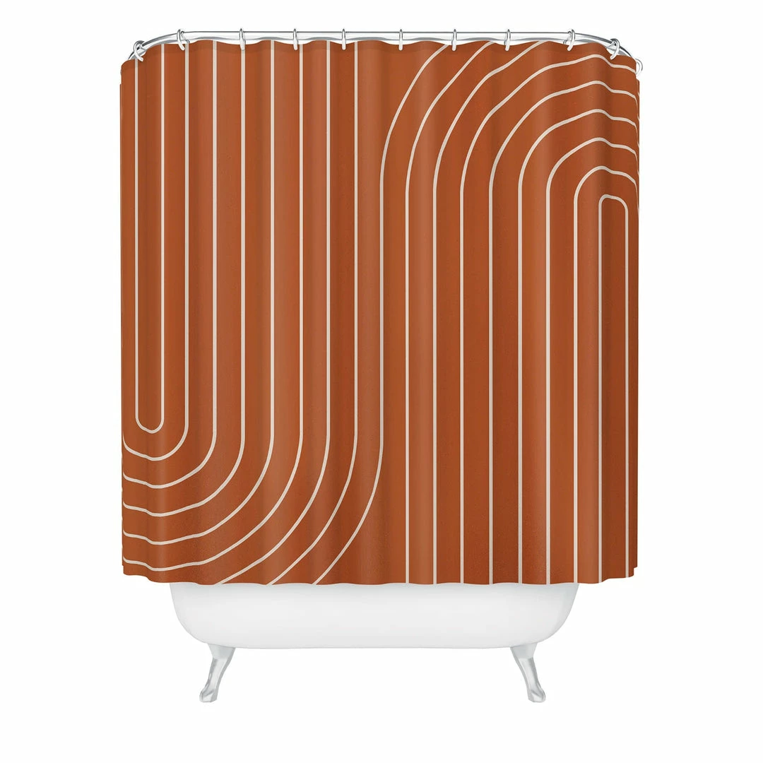 DYD MINIMAL LINE CURVATURE CORAL SHOWER CURTAIN BATH 3 DYD MINIMAL LINE CURVATURE CORAL SHOWER CURTAIN BATH