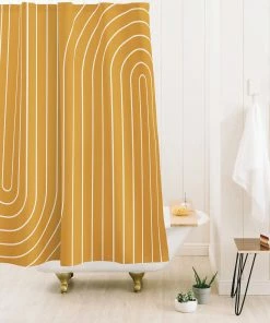 DYD MINIMAL LINE CURVATURE GOLD SHOWER CURTAIN BATH