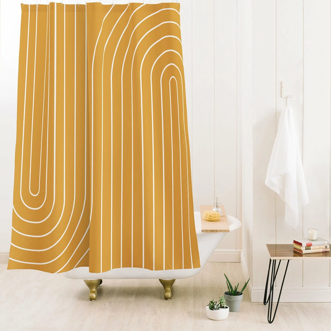 DYD MINIMAL LINE CURVATURE GOLD SHOWER CURTAIN BATH 4 DYD MINIMAL LINE CURVATURE GOLD SHOWER CURTAIN BATH