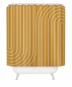DYD MINIMAL LINE CURVATURE GOLD SHOWER CURTAIN BATH