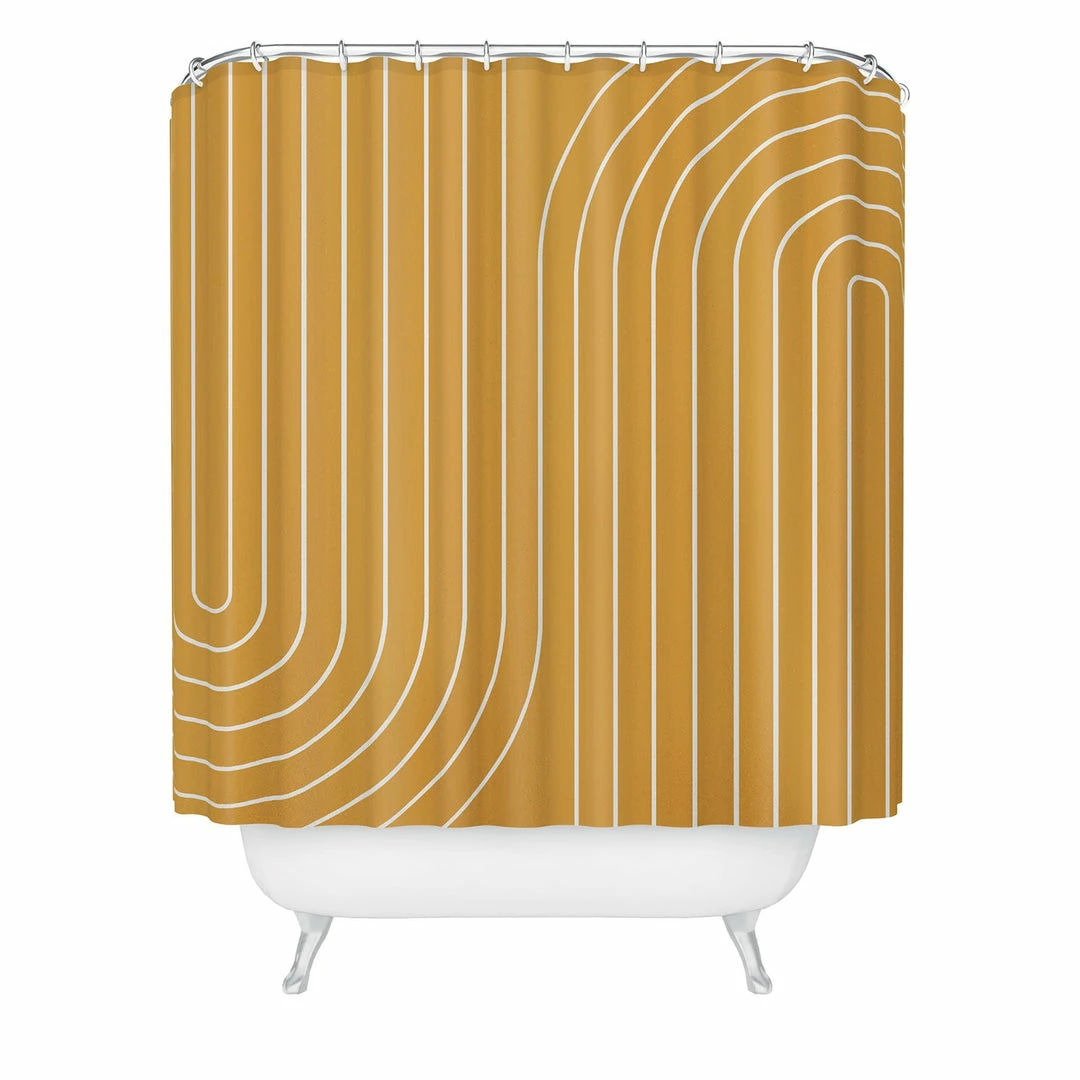 DYD MINIMAL LINE CURVATURE GOLD SHOWER CURTAIN BATH 3 DYD MINIMAL LINE CURVATURE GOLD SHOWER CURTAIN BATH