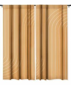 DYD MINIMAL LINE CURVATURE ORANGE WINDOW CURTAINS WALL DECOR