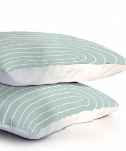 DYD MINIMAL LINE CURVATURE SAGE PILLOW SHAMS SKY & WATER 8 DYD MINIMAL LINE CURVATURE SAGE PILLOW SHAMS SKY & WATER