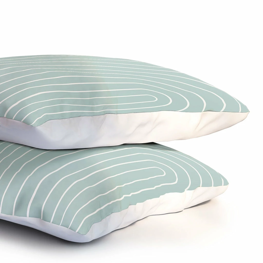 DYD MINIMAL LINE CURVATURE SAGE PILLOW SHAMS SKY & WATER 5 DYD MINIMAL LINE CURVATURE SAGE PILLOW SHAMS SKY & WATER