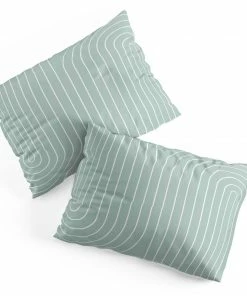 DYD MINIMAL LINE CURVATURE SAGE PILLOW SHAMS SKY & WATER 9 DYD MINIMAL LINE CURVATURE SAGE PILLOW SHAMS SKY & WATER