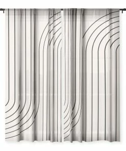 DYD MINIMAL LINE CURVATURE WHITE WINDOW CURTAINS WALL DECOR