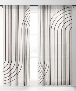 DYD MINIMAL LINE CURVATURE WHITE WINDOW CURTAINS WALL DECOR