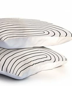 DYD MINIMAL LINE CURVATURE WHITE PILLOW SHAMS BLACK 8 DYD MINIMAL LINE CURVATURE WHITE PILLOW SHAMS BLACK