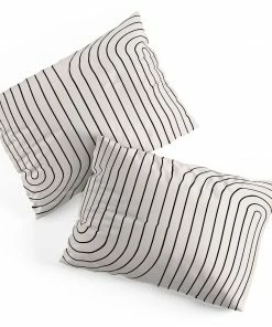 DYD MINIMAL LINE CURVATURE WHITE PILLOW SHAMS BLACK