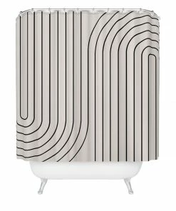 DYD BATH MINIMAL LINE CURVATURE WHITE SHOWER CURTAIN