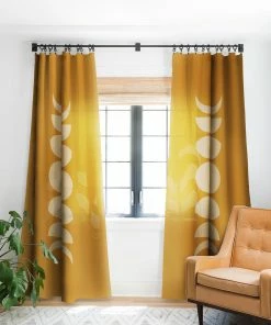 DYD MINIMAL MOON PHASES ORANGE WINDOW CURTAINS WALL DECOR