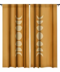 DYD MINIMAL MOON PHASES ORANGE WINDOW CURTAINS WALL DECOR
