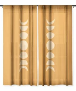 DYD MINIMAL MOON PHASES ORANGE WINDOW CURTAINS WALL DECOR