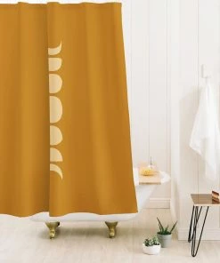 DYD MINIMAL MOON PHASES ORANGE SHOWER CURTAIN