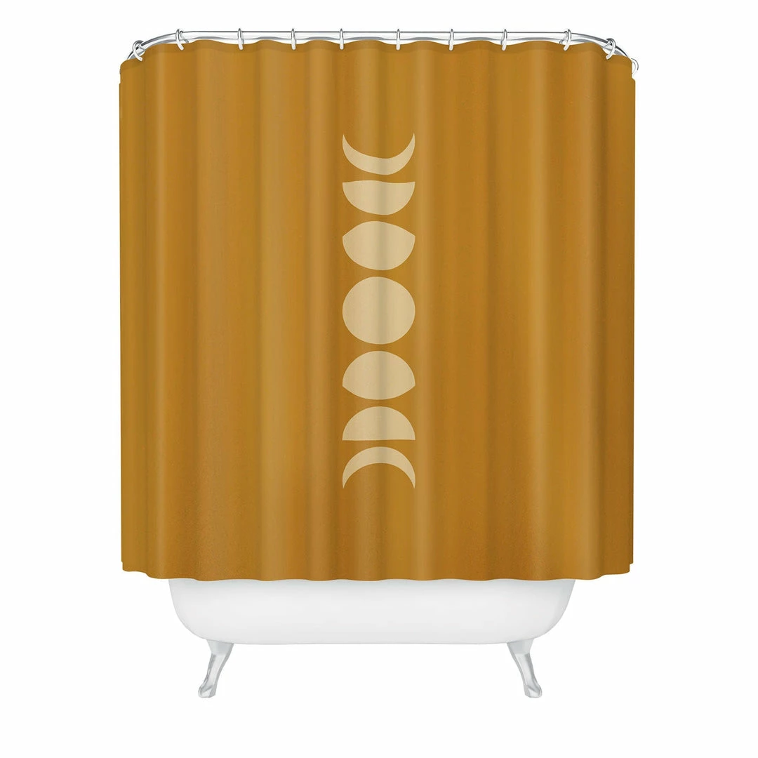 DYD MINIMAL MOON PHASES ORANGE SHOWER CURTAIN 3 DYD MINIMAL MOON PHASES ORANGE SHOWER CURTAIN