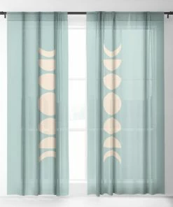DYD MINIMAL MOON PHASES SAGE WINDOW CURTAINS