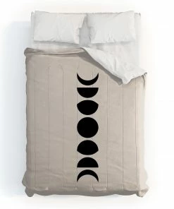 DYD BLACK MINIMAL MOON PHASES WHITE DUVET / COMFORTER